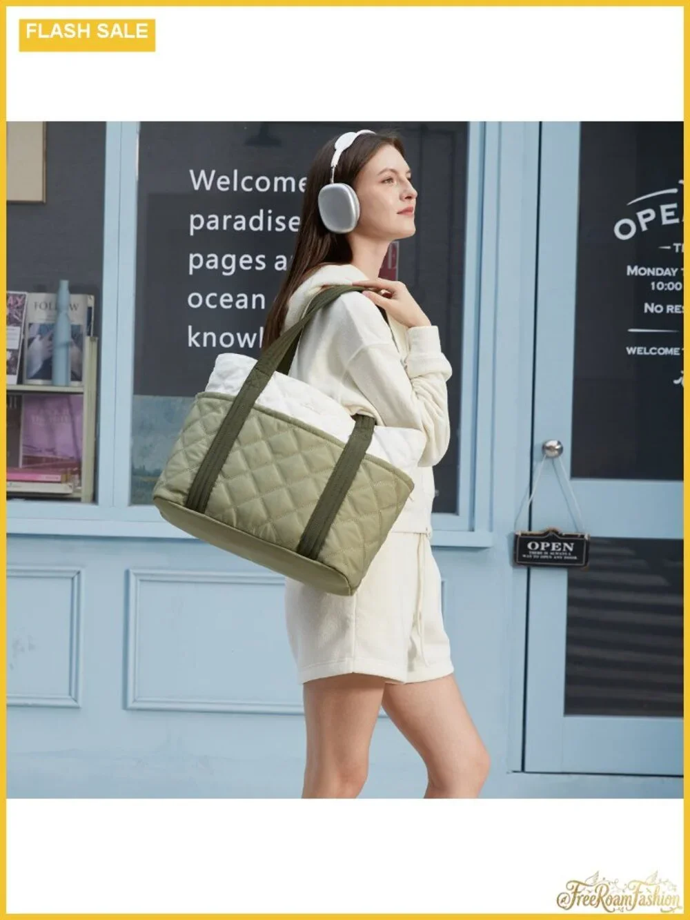 LOVEVOOK Puffer Tote Bag for Women, Puffy Work Handbag with Cup Holder, Zipper